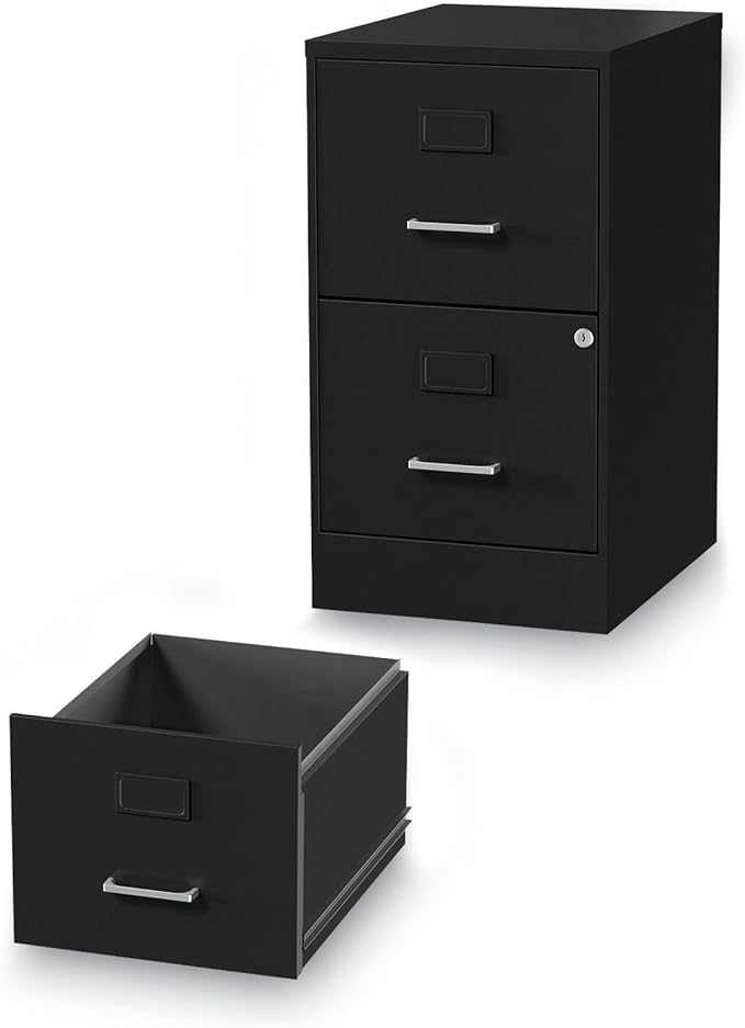 Alera Soho Vertical File Cabinet, 2 Drawers: File/File, Letter, Black, 14" X 18" X 24.1"