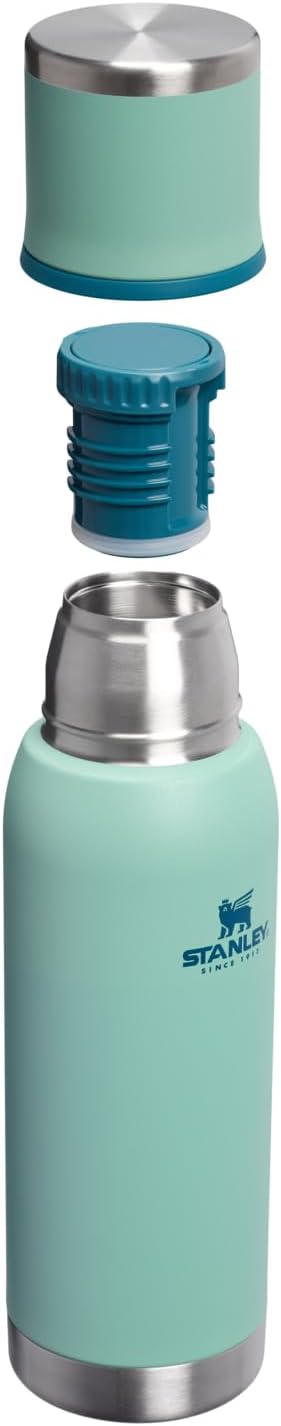 Stanley Adventure-To-Go Vacuum Bottle 25 oz | Wide Mouth with Leakproof Cup Lid | Keep Drinks Hot or Cold | Packable for Travel | Insulated Stainless Steel Thermal Bottle | BPA-Free | Spring Green