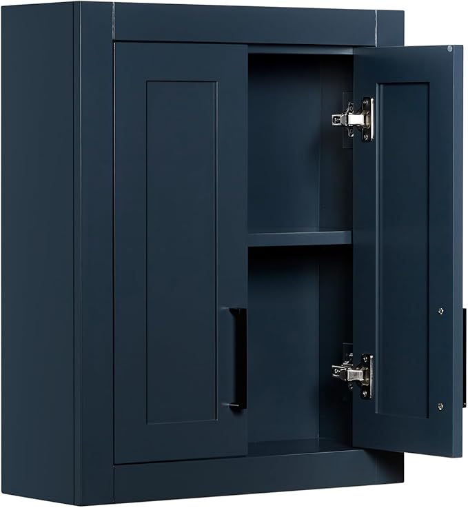 ARIEL Bathroom Wall Cabinet 26" H x 21" W x 8" D - Closed Door - Midnight Blue