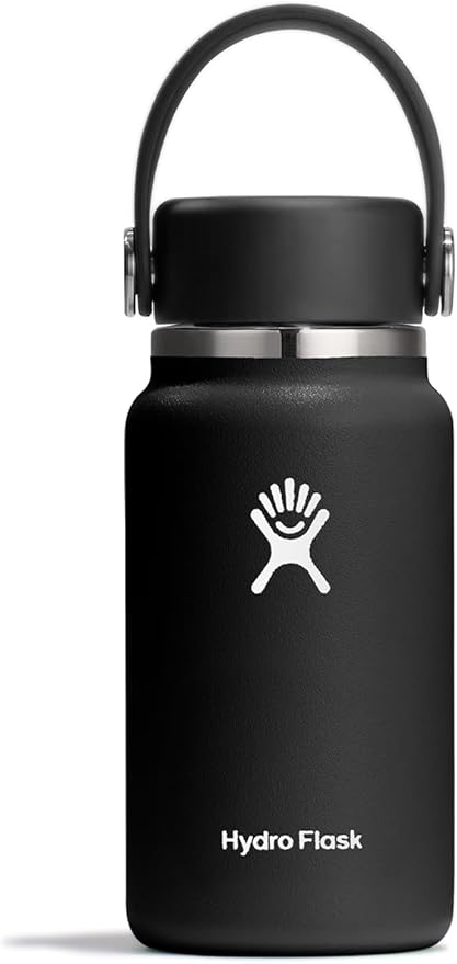 Hydro Flask Micro Bottle - Leak Proof Purse or Pocket Flask - Insulated Mini Water Bottle 6.7 Oz Black