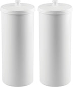 iDesign Freestanding Bathroom Toilet Paper Storage Holder with Lid for 3 Extra Rolls, 2-Pack, White