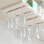 2 Pcs Wine Glass Holder Under Shelf or Cabinet Punch-free,Stemware Rack Glassware Drying Storage Hanger for Kitchen,Bar and Restaurant (White)