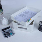 Letter-Size Tray, Desk Drawer Organizer, A4 Plastic Paper Tray, Plastic Paper Holder File Organizer for Office, School, Home Storage (White)