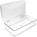 Isaac Jacobs Small Stackable Organizer Bin (10.75” x 6.5” x 2.4”) w Hinged Lid Clear Storage Box Home Office School Fridge Bathroom Kitchen Pantry Container BPAFree Food Safe (Small Clear) (Pack of 2)