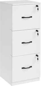 VASAGLE 3-Drawer Vertical File Cabinet, Filing Cabinet for Home Office, Printer Stand, with 3 Lockable Drawers, Adjustable Hanging Rail, for A4 and Letter-Size Files, Cloud White UOFC055W14