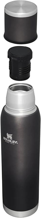 Stanley Adventure-To-Go Vacuum Bottle 1.4 qt | Wide Mouth with Leakproof Cup Lid | Keep Drinks Hot or Cold | Packable for Travel | Insulated Stainless Steel Thermal Bottle | BPA-Free | Charcoal Glow