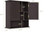 Smuxee Brown Bathroom Cabinet Wall Mounted, Small Medicine Cabinet with 2 Door Adjustable Shelves, Wall Cabinet Over Toilet for Laundry Room Kitchen