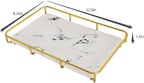Vanity Tray Makeup Organizer Cosmetics Storage Bathroom Skincare Organizer Countertop Display Rack in Dresser Stainless Steel Shelf Marble Print Ceramic Trays