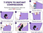 Travel Laundry Bag, Pump Free Vacuum Storage Bag Reusable Compression Dirty Clothes Travel Bag Waterproof Wet Dry Bags Large Capacity Space Saver Bags Camp Clothes Organizer (1 Pcs)(Purple, L)