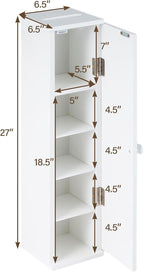 HOMGX Slim Bathroom Storage Cabinet, Freestanding Cabinet with Detachable Shelves & Top Slot, Toilet Paper Storage Holder for Small Spaces, Bathroom, Living Room, White