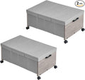 Under Bed Storage with Wheels,Under Bed Drawers Heavy Duty, 2 Packs, Wooden Under Bed Storage Containers Organizer, Metal Frame, Patented Design