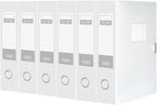 HUA JIE A4 Storage File Boxes Plastic Archives Cases with Lid, File Folder Organizer Document Filing Box for office,31×7.5×23.5 cm, Transparent(Pack of 6)