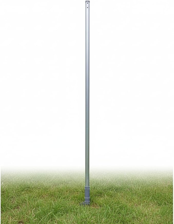 Household Essentials Heavy-Gauge 3-Piece Outdoor Clothesline Pole with Ground Sleeve — 85″ Galvanized Steel Freestanding Support Post with Nuts & Bolts for Receiver Bracket (Bracket Sold Separately)