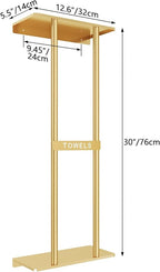 Bathroom Towel Storage Rack for Bathroom, 30 inch Towel Racks Wall Mounted with Shelf Can Holds 6 Large Towels, Wall Towel Rack for Rolled Towels, Gold