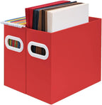 Collapsible File Organizer Box with Handle – Cardboard Hanging File Folder Storage Crate for Desk, Office, School, or Home – Colorful Portable Filing Box, Document Organizer, Magazine Holder