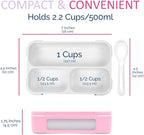 Small Snack Containers for Kids Toddlers - 3 Compartments (Set of 2) - Leak-proof Reusable Snack Boxes with Lids - BPA-Free Mini Bento Lunch Box - Ideal for School, Holds 2 Cups (Pink + Purple)