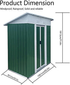 Outdoor Vertical Metal Storage Shed 5 x 3 Feet, Corrosion Resistant Steel with Sliding Door Suitable for Garden Bike, Tool Metal Storage Shed （Green）