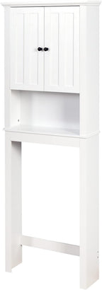 Over The Toilet Storage Cabinet, Storage Cabinet Over Toilet with Door & Adjustable Shelves, Home Space Saver for Bathroom (White)