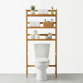 Over the Toilet Storage, 3-Tier Bamboo Bathroom Organizer with Adjustable Shelf, Space-Saving Rack, 66.9" Tall (Natural Color)