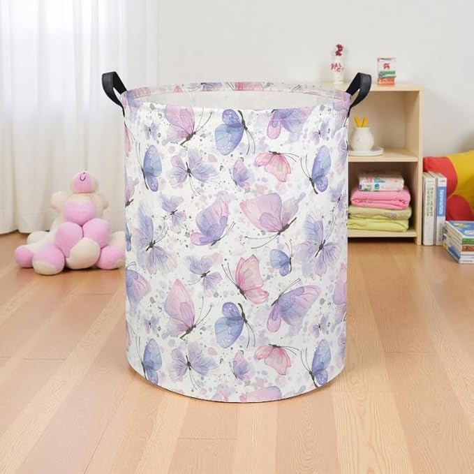 Butterfly Baby Laundry Basket Kids Hamper Animal Toy Storage Bin for Boys Room Decor Baby Nursery Hamper Gift Baskets for Bedroom Bathroom(Fancy Butterfly)