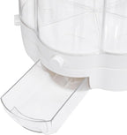 Rice Dispenser, 6 Grid 360° Rotating Rice Container Cereal Dispenser with Lid, Grain Storage Organizer Holder for Kitchen Countertop Dry Food, White, 12.5kg/28lbs