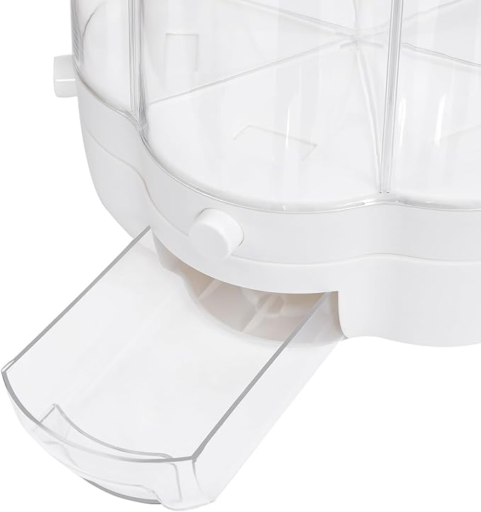 Rice Dispenser, 6 Grid 360° Rotating Rice Container Cereal Dispenser with Lid, Grain Storage Organizer Holder for Kitchen Countertop Dry Food, White, 12.5kg/28lbs