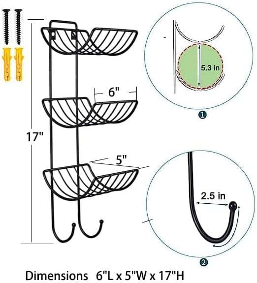 Adhesive Towel Holder for Bathroom Wall Mounted, No Drill Towel Rack Organizer with 2 Hooks for Bath Wall Storage, Black, 2 Pack