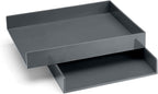 Poppin Stackable Letter Tray, Pack of 2 - Modular Lacquer Desk Trays for Office Organization, Color-Coordinated Office Supplies for Desk, Paper Trays (Dark Gray, Letter Tray Pack of 2)