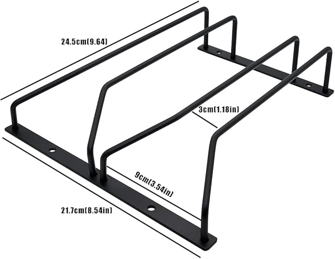 9.6-Inch Wine Glass Rack - Under Cabinet Stemware Wine Glass Holder Glasses Storage Hanger Metal Organizer for Bar Kitchen Black (2 Rows, 1 Pack)