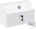 KYODOLED Wall Mount Medicine Lock Box, Drug Cabinet with Key, Large Capacity Secure Steel Prescription, First Aid Kit for Emergencies Home and School use, White, 12.2 * 5.9 * 7.87 inch
