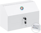 KYODOLED Wall Mount Medicine Lock Box, Drug Cabinet with Key, Large Capacity Secure Steel Prescription, First Aid Kit for Emergencies Home and School use, White, 12.2 * 5.9 * 7.87 inch