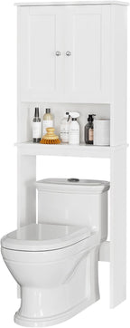 Meilocar Over the Toilet Storage Cabinet, Bathroom Storage Cabinet White Organizer Over Toilet, Bathroom Space Saver with Adjustable Shelf, White