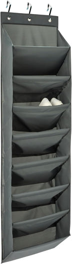 Amazon Basics 8 Tier Over the Door Shoe Organizer, Large Capacity Space Saving Hanging Shoe Storage for Closet and Dorm, Dark Grey