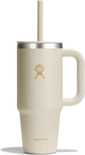 Hydro Flask Travel Tumbler with Handle, Lid and Straw - Insulated Stainless Steel in 24 Oz Coconut Cream