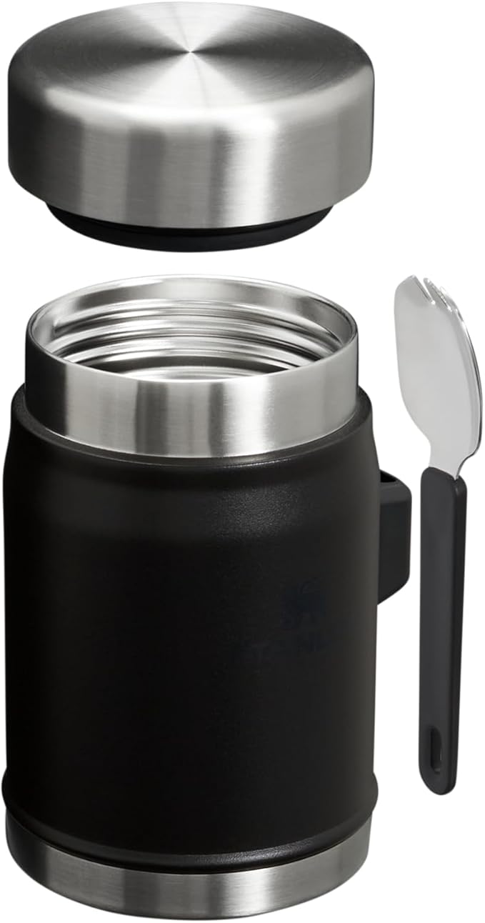 STANLEY Classic Food Jar and Spork | Vacuum Insulated Food Container | Wide Mouth Screw On Lid | Packable for Travel | Stainless Steel with Leakproof Lid | BPA-Free