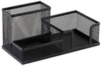 Corner Cabin Mesh Desk Office Organizer for Paper Clip, Mesh Desk Organizer, 3 in 1 Metal Pen Holder Office Supplies Caddy for Paper Clip, Sticky Note, Pen(3 Compartments, Black)