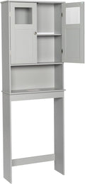 Over The Toilet Cabinet with Shelf and 2Doors, Bathroom Space Saver Organizer Above Toilet,Taller Wooden Free Standing Toilet Rack for Bathroom, Restroom, Laundry (Gray)