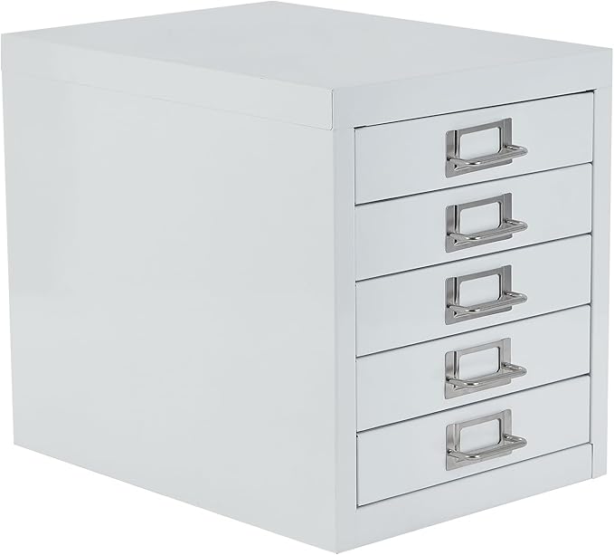 Office Storage Cabinet - File Cabinet Mini 5 Tier Metal File Organizer Document Organizer, for Home, Office, Desk (White)