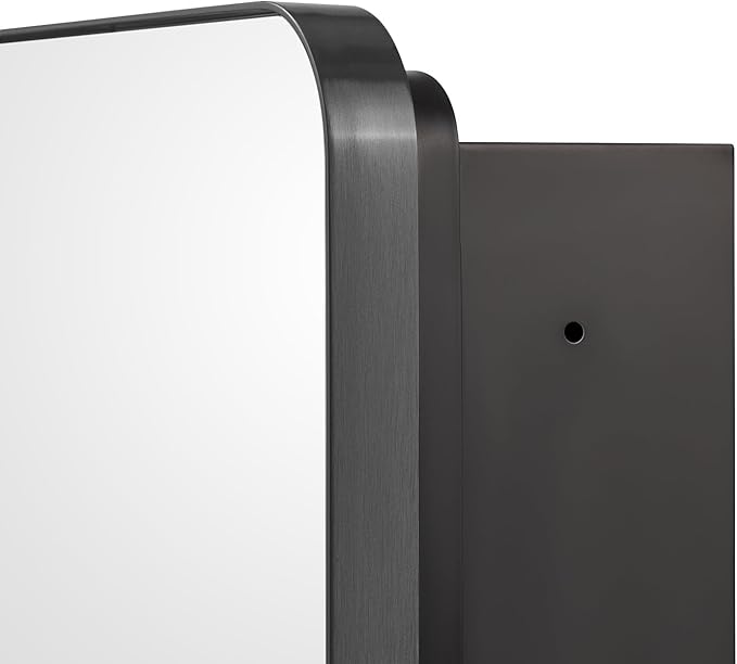 Bathroom Medicine Cabinet with 16"x26" Stainless Steel Framed Mirror,Recessed or Surface Mounted Bathroom Mirror Cabinet,Storage Cabinet for Bathrooms, Guest Rooms, Apartments, Farmhouse Decor