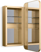 Kohler 35569-BGL Verdera® Framed Bathroom Medicine Cabinet with Mirror, Rectangle Design, Adjustable Shelves, Bathroom Storage, 15 in. W x 30 in. H, Moderne Brushed Gold