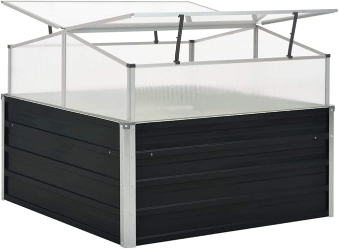 Modern Anthracite Greenhouse with Polycarbonate Panels, Galvanized Steel Frame for Outdoor Herb, Vegetable, and Flower Gardening