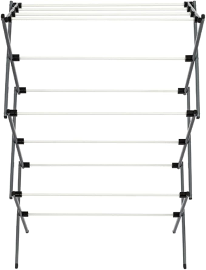 Honey-Can-Do Deluxe Metal Collapsible Clothes Drying Rack, 50 lbs, 29" x 14.2" x 42.1", White & Grey