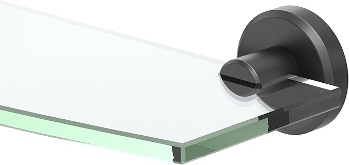Gatco 5456MX Locke Glass Shelf, Matte Black/Wall Mounted 20.13" X 5.38" Tempered/Floating Rectangle Glass Shelf for Bathroom