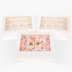 Bakepacker Auto-pop Up Cupcake Boxes with Window White 20PCS 12 Count Cupcake Box 13"x10"x3.5" Cupcakes Carrier, 12 Cupcake Containers with rolls of pink ribbons