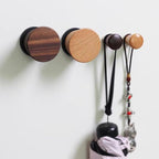 2 PCS Retro Magnetic Hooks, Wrought Iron Wooden Ball Hooks, Creative Punch-Free Storage for Refrigerators, Metal Doors, and Lockers (Beech Wood,S)