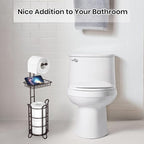 Toilet Paper Holder Stand Tissue Paper Roll Dispenser with Shelf for Bathroom Storage Holds Reserve Mega Rolls-Bronze
