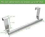 9" Over The Cabinet Towel Bar Holders, Handing Towel and Washcloth Rack for Bathroom and Kitchen, Stainless Steel, 2 Pack (Sliver)