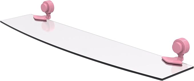 Allied Brass 433G/24-PNK Venus Collection 24 Inch Glass Shelf with Grooved Accents, Pink