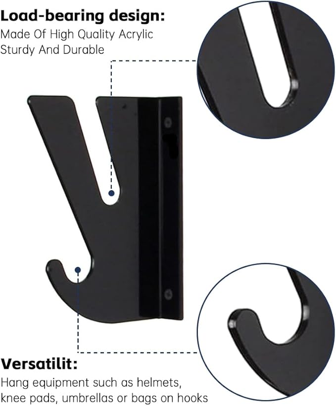 Lixada Wall-Mounted Display Rack for Skateboards,Rack for Skis with Storage Hooks 2PCS