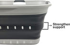 SAMMART 42L (11 gallon) Collapsible Plastic Laundry Basket - Foldable Pop Up Storage Container/Organizer - Space Saving Hamper/Basket (1, Grey/Steel Grey)